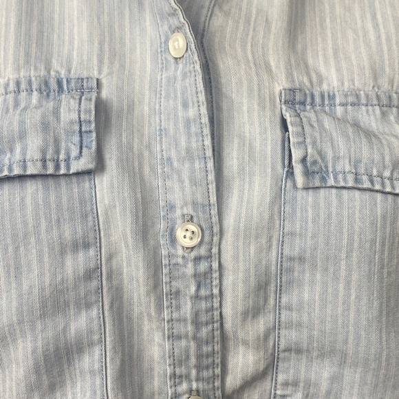 Rails daphne raw hem stripe button down shirt blue size small - Picture 3 of 12